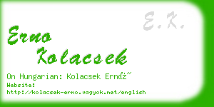 erno kolacsek business card